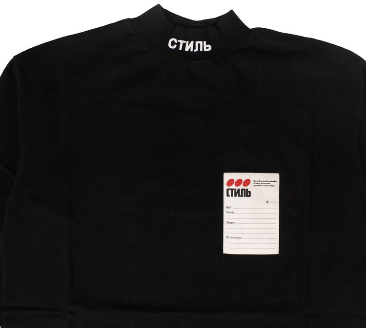 Heron Preston Mock Neck Logo Long Sleeve T Shirt Black