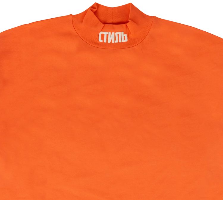 Heron Preston Mock Neck Long Sleeve T Shirt Orange