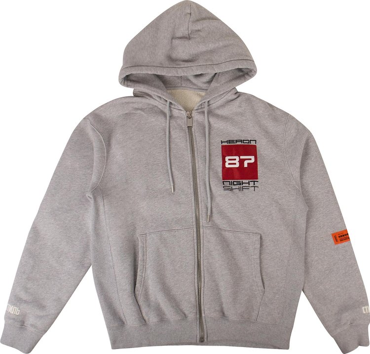 Heron Preston Night Shift Logo Zip Up Sweatshirt 'Grey'