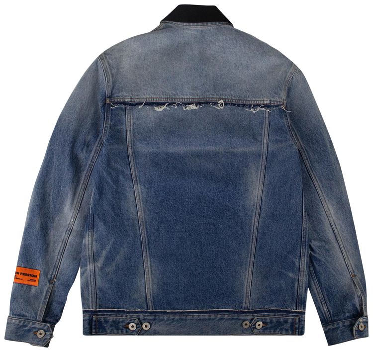 Heron Preston Faded Denim Collared Jacket Blue