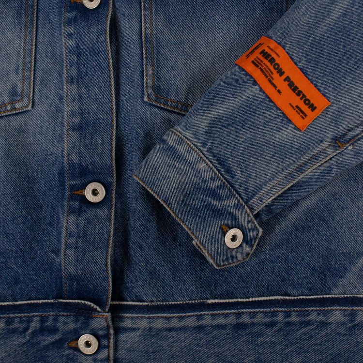 Heron Preston Faded Denim Collared Jacket Blue