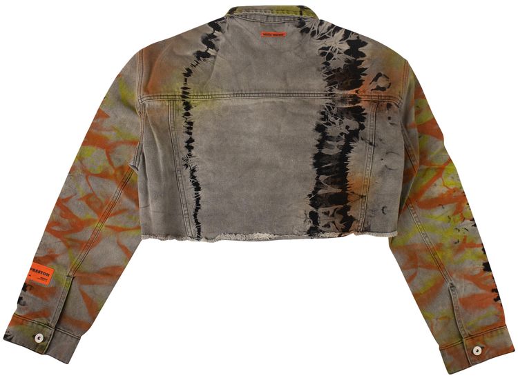 Heron Preston Cropped Washed Tie Dye Denim Jacket Multicolor