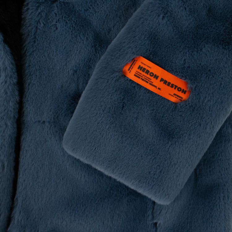 Heron Preston Long Fur Jacket Blue