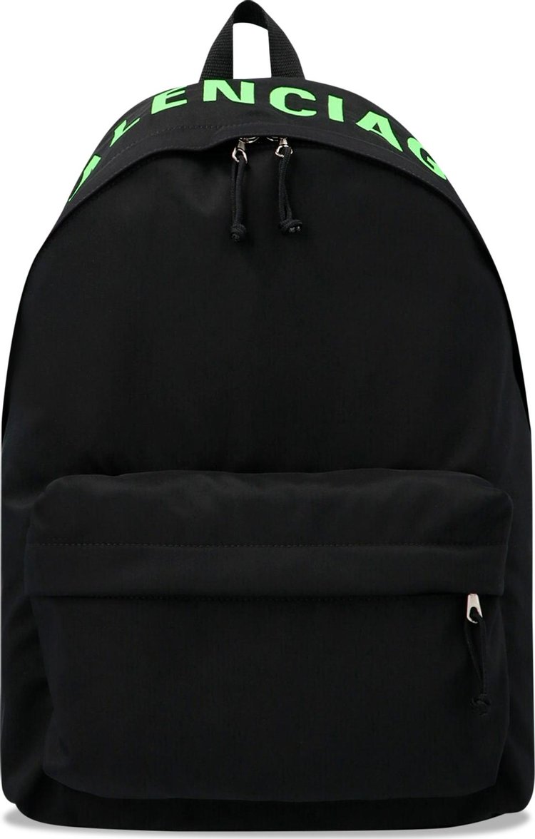 Balenciaga Logo Backpack 'Black/Fluo Green'