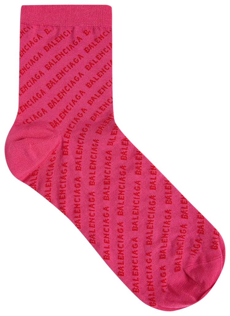 Balenciaga Logo Socks MagentaRed