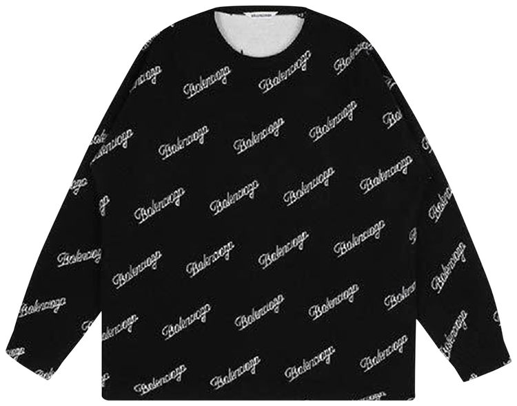 Balenciaga Script Logo Crewneck BlackWhite