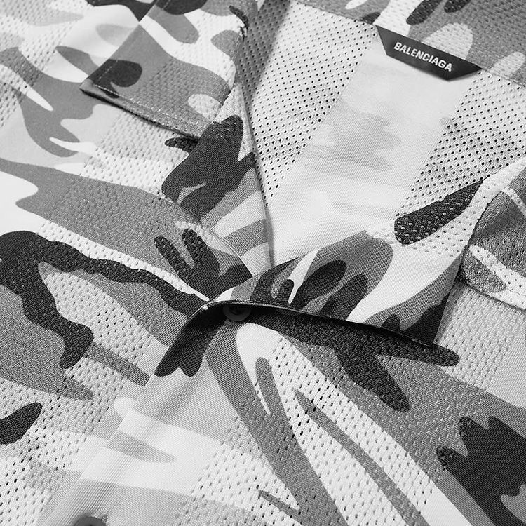 Balenciaga Camo Mesh Oversized Vacation Shirt Grey