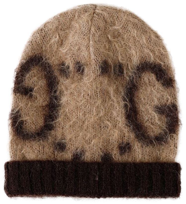 Gucci GG Mohair Wool Hat BeigeDarkBrown