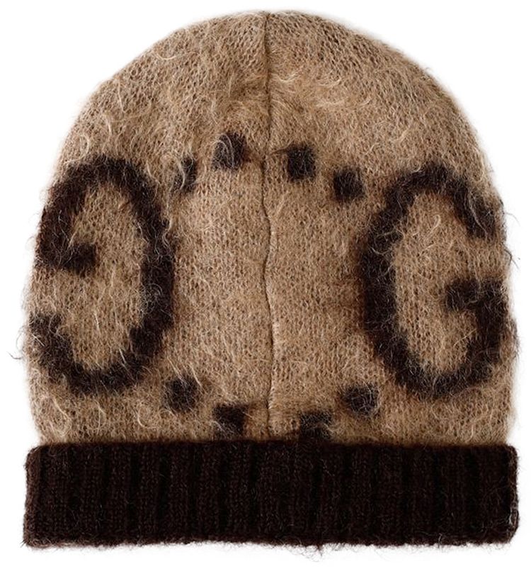Gucci GG Mohair Wool Hat BeigeDarkBrown