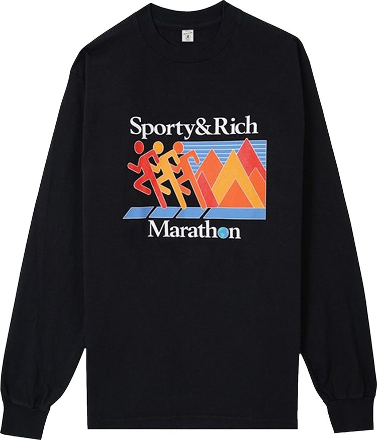 Sporty & Rich Marathon Long-Sleeve T-Shirt 'Black'