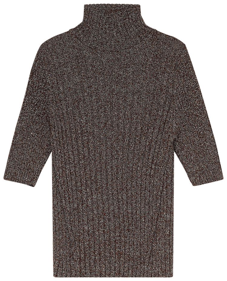GANNI Glitter Knit Rollneck Sweater Brown