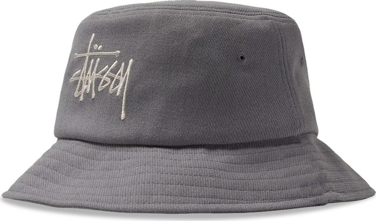 Stussy Big Logo Twill Bucket Hat 'Grey'