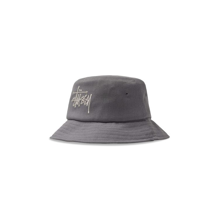 Stussy Big Logo Twill Bucket Hat Grey