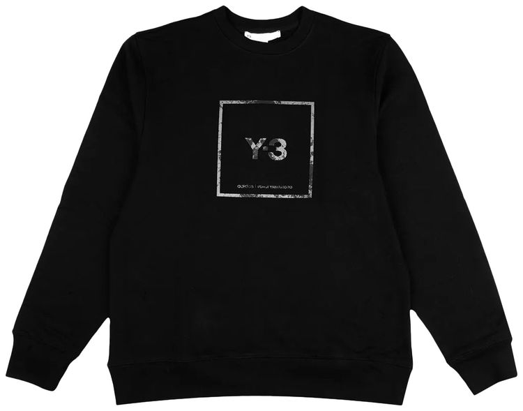 Y 3 U Square Label Graphic Crew Sweatshirt Black