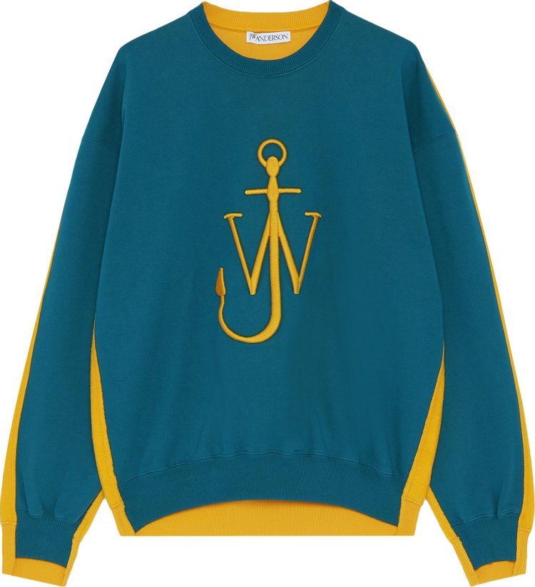 JW Anderson Deconstructed Fleece Back Sweatshirt 'Blue/Yellow'