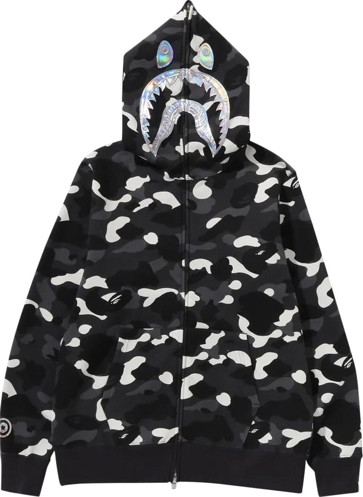 BAPE City Camo Shark Full Zip Hoodie Black