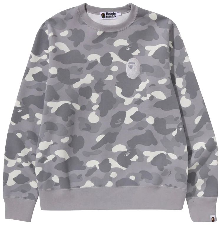 BAPE City Camo Large Ape Head Crewneck Grey