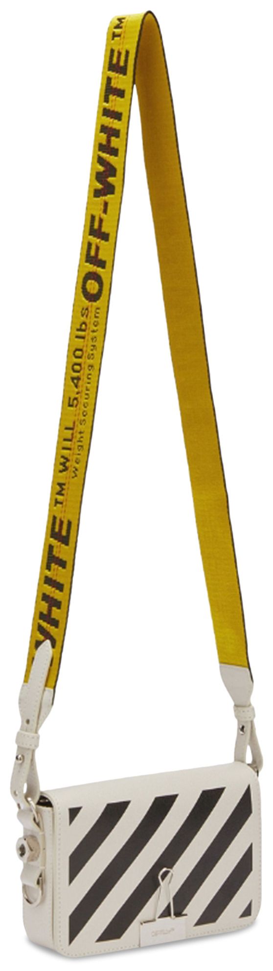 Off White Diag Logo Plaque Shoulder Bag WhiteBlack