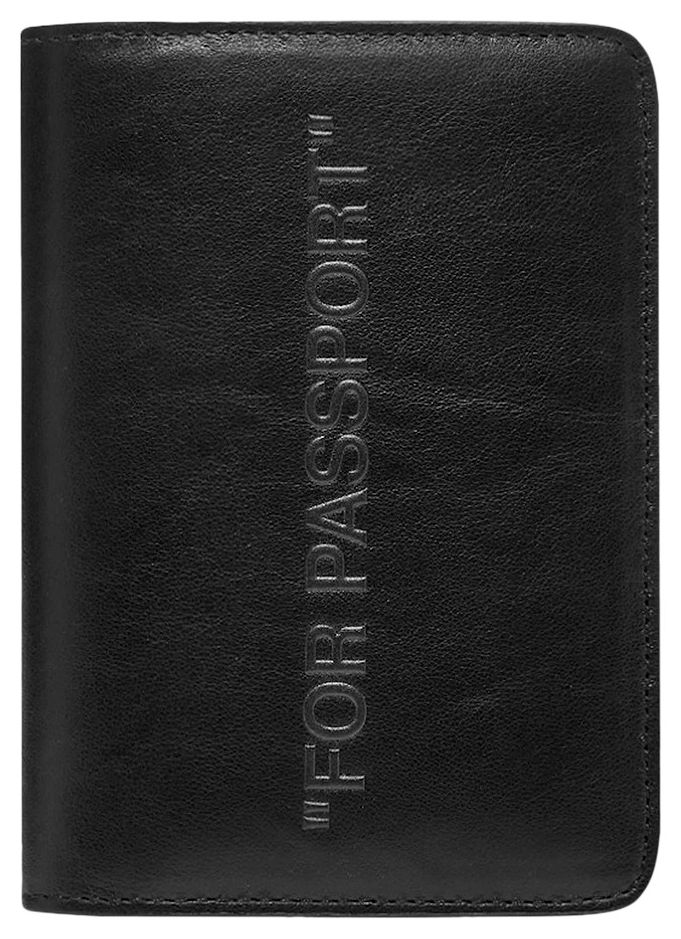 Off White Debossed Quote Passport Holder Black