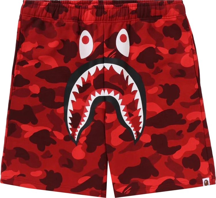 BAPE ABC Camo Shark Sweatshorts 'Red'