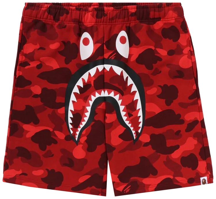 BAPE ABC Camo Shark Sweatshorts Red