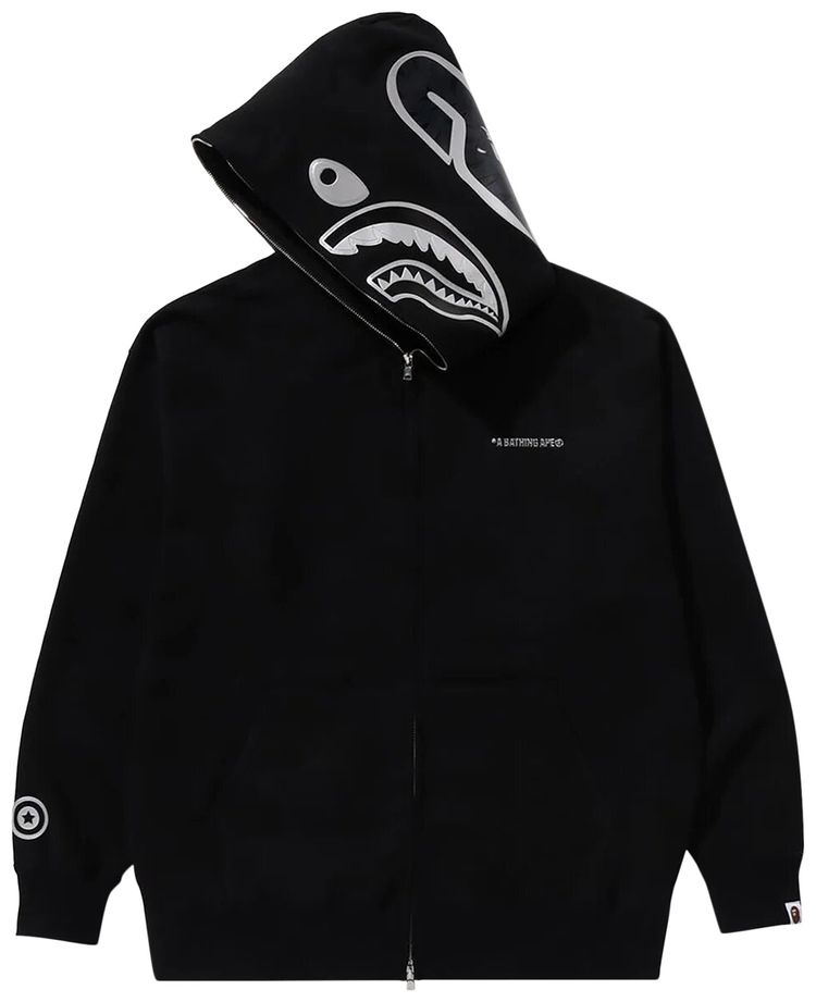 BAPE Ink Camo Shark Zip Hoodie Black