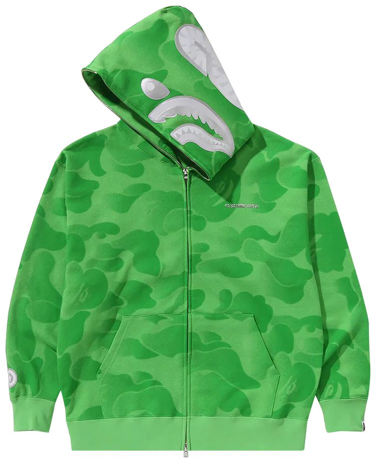 BAPE Ink Camo Shark Zip Hoodie Green