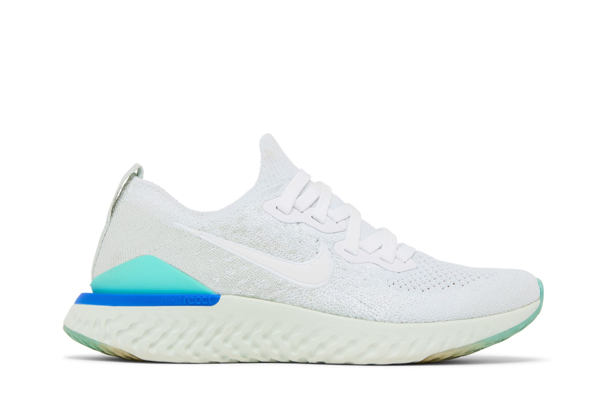 Buy Wmns Epic React Flyknit 2 White Light Aqua BQ8927 105 GOAT UK