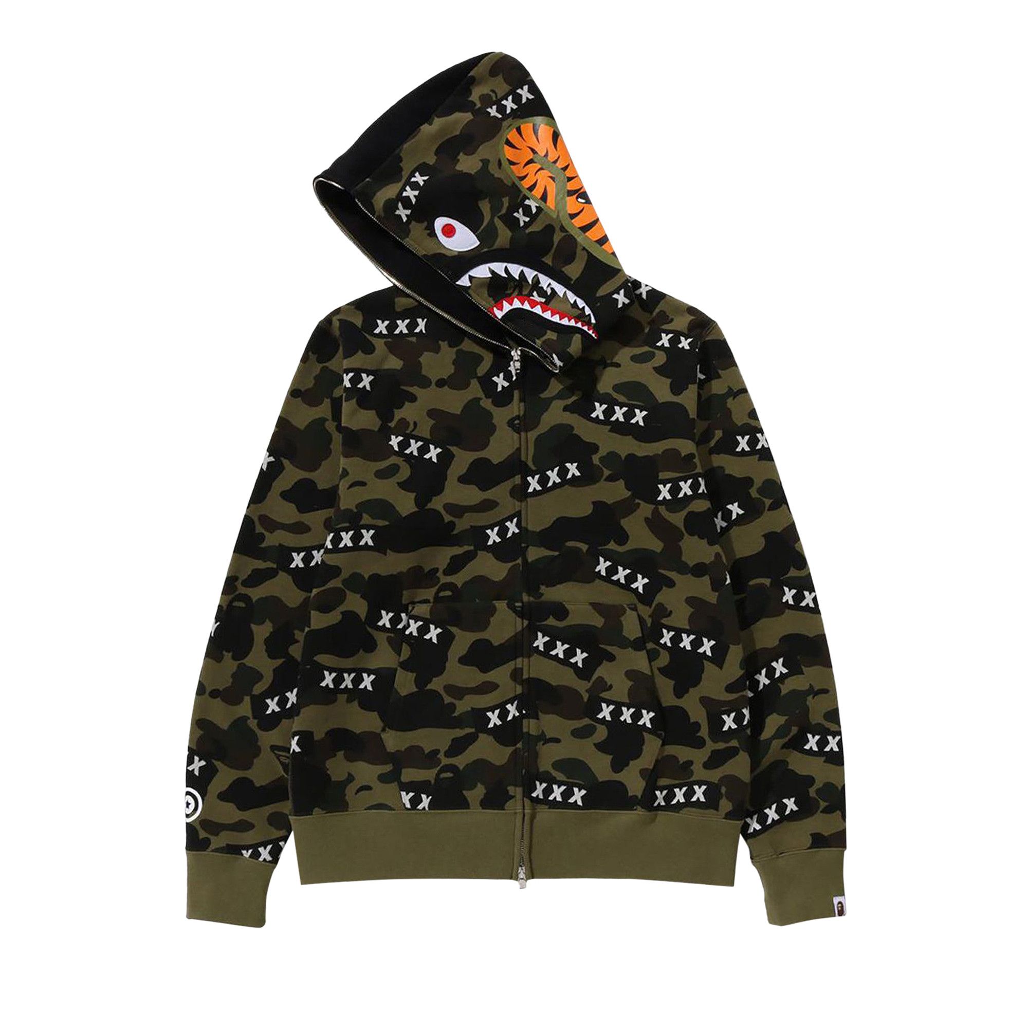 Buy BAPE x God Selection XXX Shark Full Zip Hoodie Green 1K23 115 904 GREEN GOAT AU