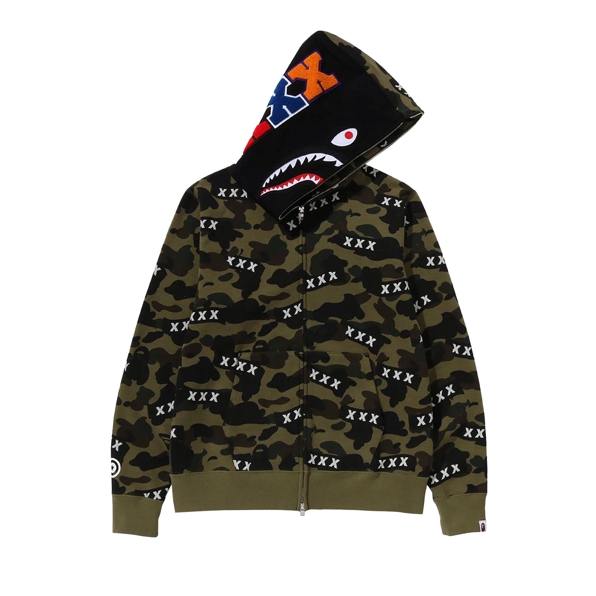 Buy BAPE x God Selection XXX Shark Full Zip Hoodie Green 1K23 115 904 GREEN GOAT