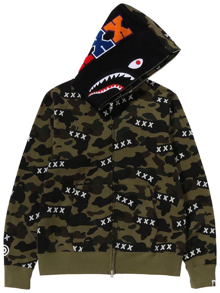 BAPE x God Selection XXX Shark Full Zip Hoodie Green