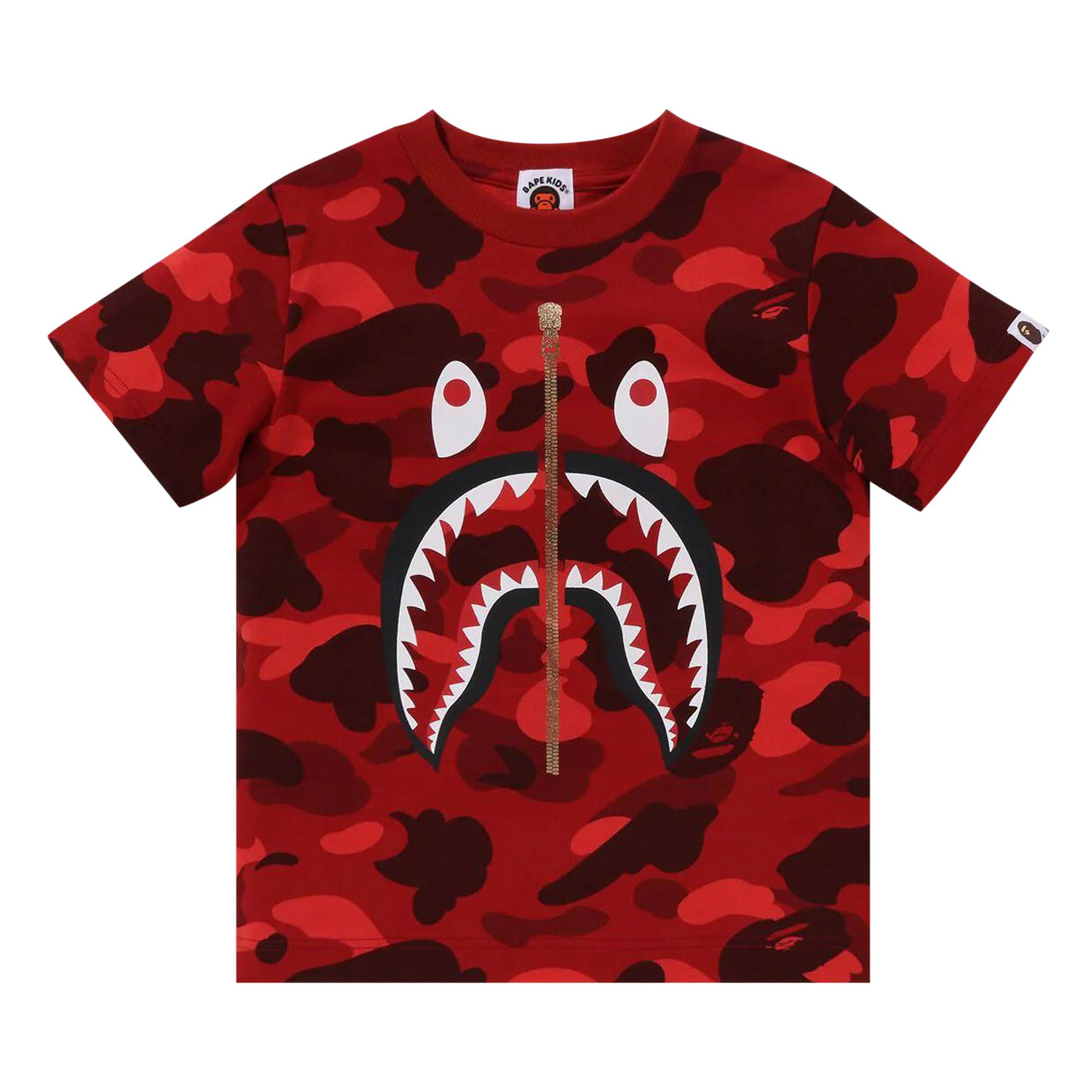Bape Color Camo Shark Tee Red Kid s Size 90