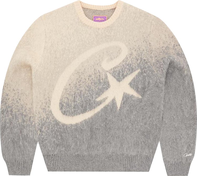 Corteiz C Star Gradient Mohair Knit Sweater Grey