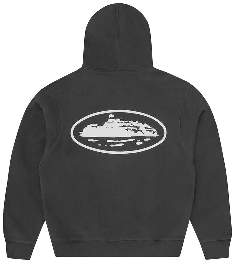 Corteiz Island Puff Print Zip Hoodie Washed Black