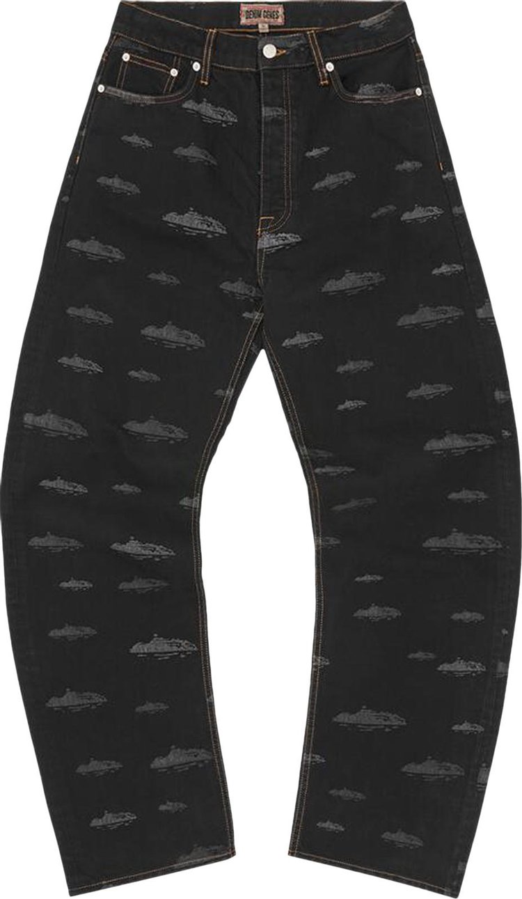 Corteiz Alcatraz Pattern Denim Jeans Black