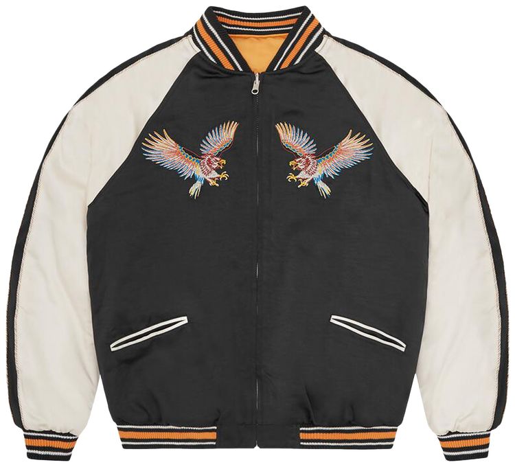 Corteiz Satin Souvenir Reversible Jacket BlackYellow