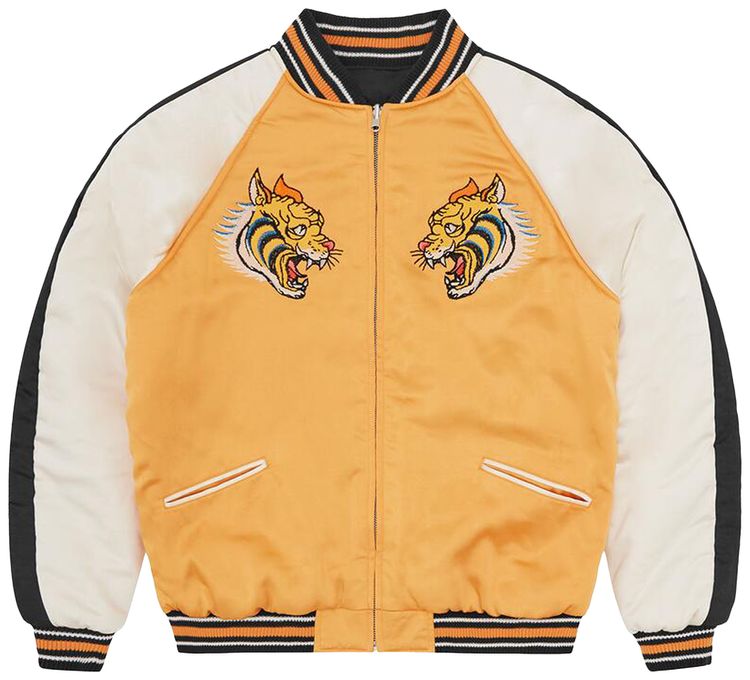 Corteiz Satin Souvenir Reversible Jacket BlackYellow