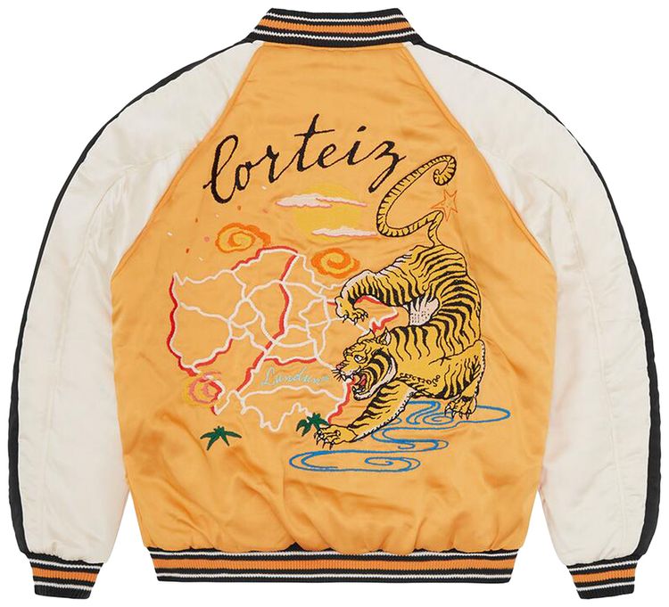 Corteiz Satin Souvenir Reversible Jacket BlackYellow
