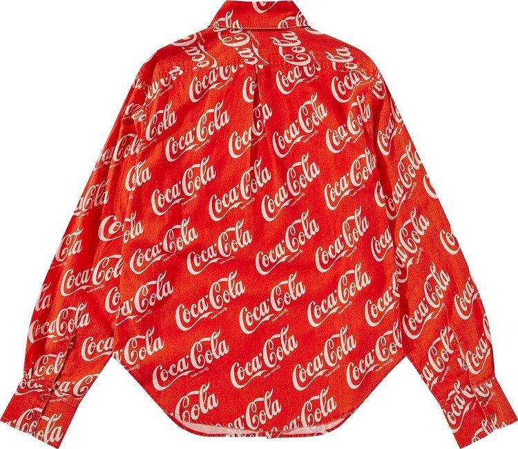 ERL Woven Printed Button Up Shirt Red Coca Cola