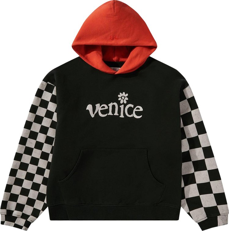 ERL Venice Checker Sleeve Hoodie 'Black Checker'