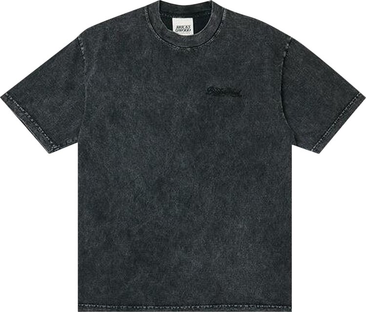 Bricks  Wood Script Logo Tee Washed Black