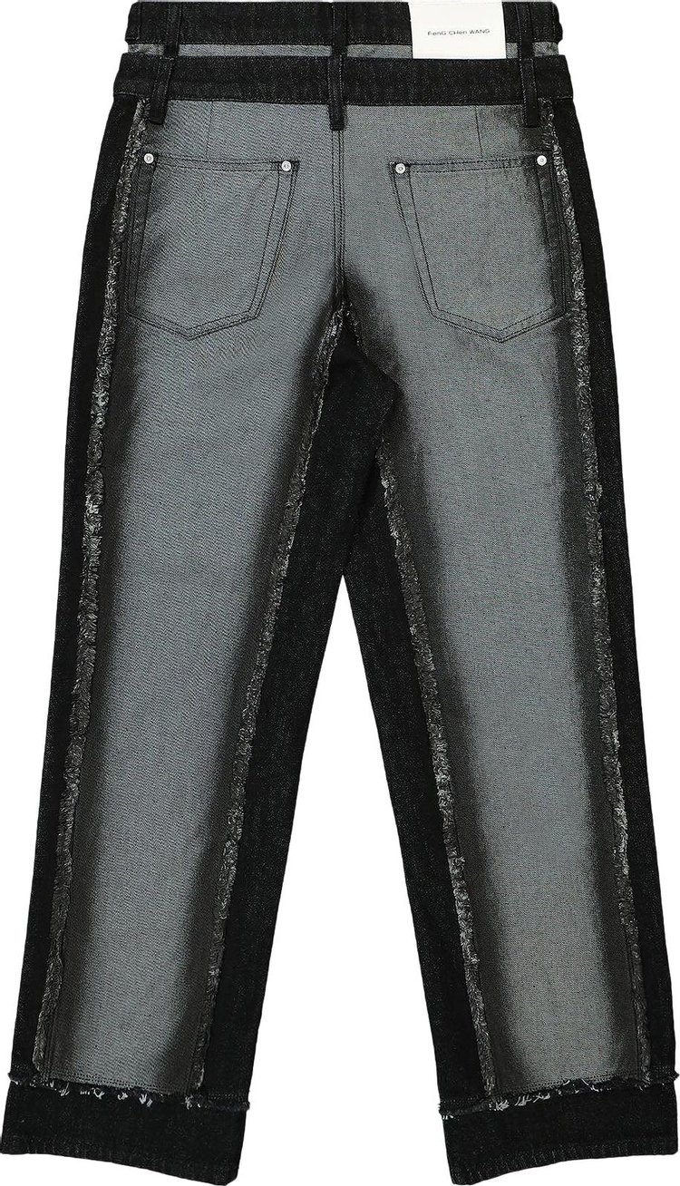 Feng Chen Wang Raw Edge Patchwork Trousers BlackGrey