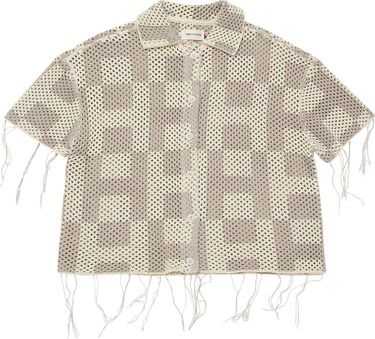 Honor The Gift Crochet Short-Sleeve Button Down 'Stone'
