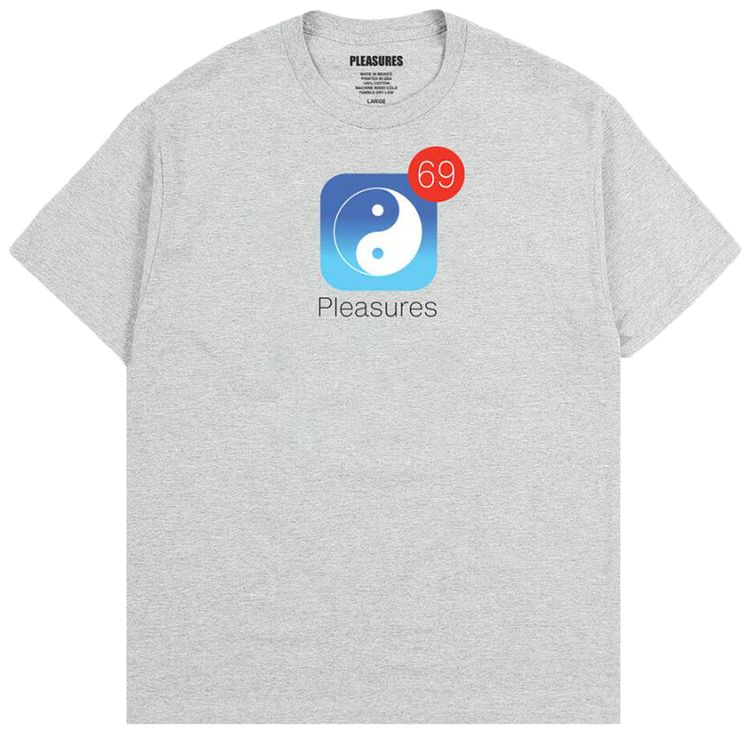 Pleasures Notify T Shirt Heather Grey