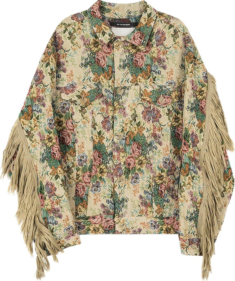 Song for the Mute Floral Jaquard Oversized Worker Jacket Yellow