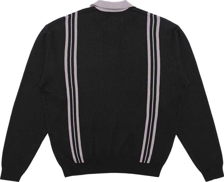 Students Sutton Long Sleeve Sweater Polo Shirt Black