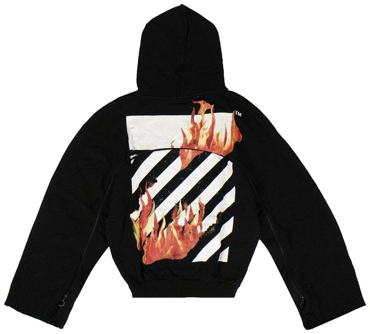 Off White Diag Fire Back Zip Sweatshirt Black