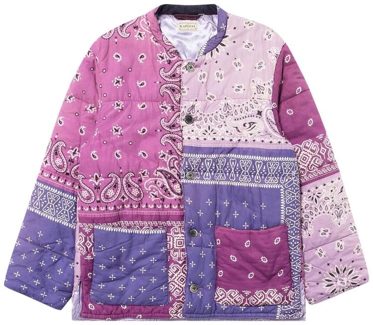 Kapital Gauze Bandana Patchwork Quilt Samu Work Blouson Light Purple