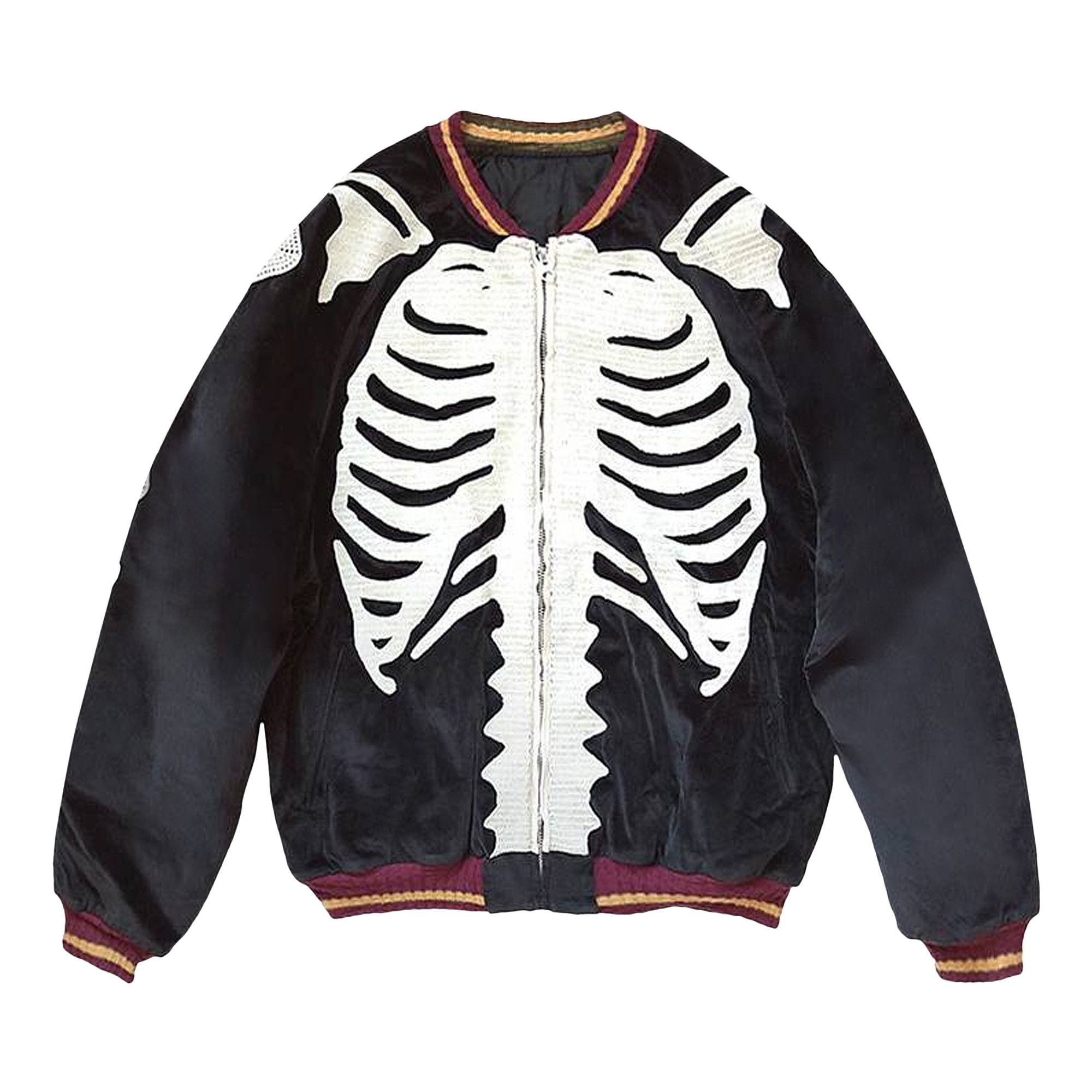 Buy Kapital Velveteen Bone Embroidery Souvenir Jacket 'Black