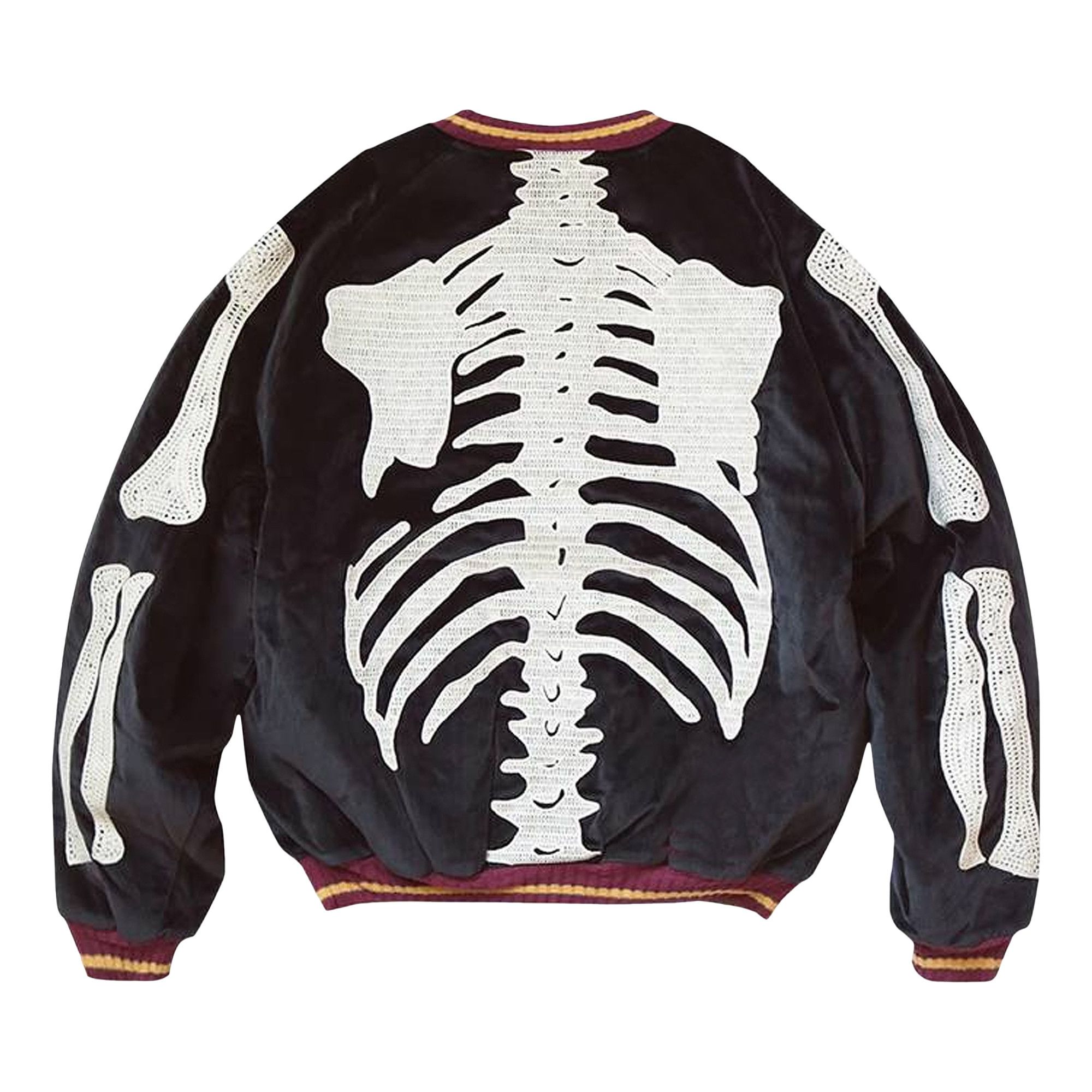 Buy Kapital Velveteen Bone Embroidery Souvenir Jacket 'Black' - EK 821 BLAC  | GOAT